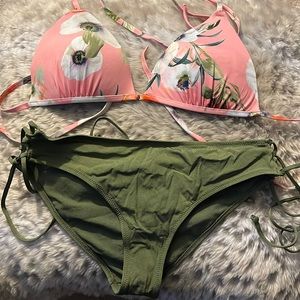 H&M green and pink bikini